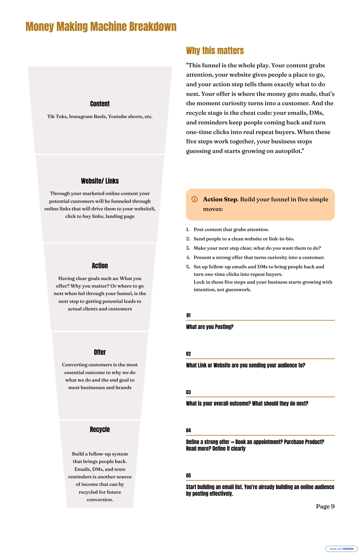 Money Making Machine Breakdown page from the ebook